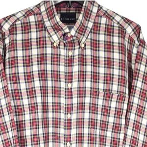 Lochlane Mens XL Red Blue Yellow Plaid 100% Cotton Button Down Long Sleeve Shirt
